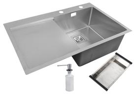 Nerūdijančio plieno plautuvė D7850H SATIN kairė su sifonu