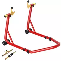 HOMCOM Motociklo Stovas Rinkinys Priekinis/Galinis Montavimo Stovas Motociklo Kėlimo Stovas iki 544 kg Motociklo Galinio Rato Stovas Plienas Raudonas