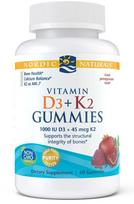 NORDIC NATURALS vitamino D3 + K2 guminukai - 60 guminukų