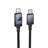 USB C to USB C Hoco 3A 60W cable with display, 1 m, X118, black