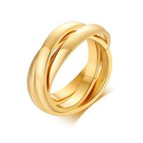 Nerūdijančio plieno susikertantis trigubas žiedas moterims Daugiaspalvis vestuvinis žiedas Bague Trys viename US Ring Size 6