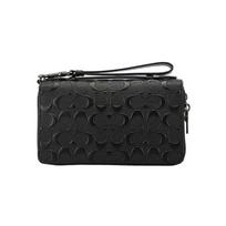 Coach Dvigubo Užtrauktuko Piniginė 20 Monogramos Reljefinės Odos Dėklas Vyriška Piniginė Juoda 67637-QBBK Basic Set (Bag+Dust Bag)