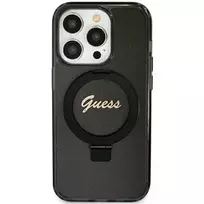 GUESS GUHMN61HRSGSK iPhone 11 | Xr 6.1" black hard case with Ring Stand, Script Glitter, and MagSafe