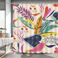 Jungle Boho Shower Curtain Colorful Mid Century Shower Curtains Abstract Floral Asthetic Pastel Modern Contemporary Art Bathroom 90x180CM