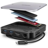 Axagon dokas HMC-UFO 9in1 USB-C 10Gbps, 1x HDMI, 2x USB-A, 1x USB-C, 1x RJ-45, 3.5 mm audio, M.2 SSD