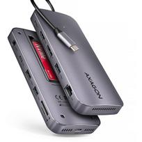 Axagon dokas HMC-12GM2, USB 10Gbps, 3x USB-A, USB-C, HDMI, DP, RJ-45, M.2, SD/mSD, audio, PD 100W