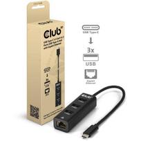 Club3D USB centras CSV-1549, 3 x USB Type-A, 1 x RJ45, 5Gbps, Gigabit Ethernet, juodas