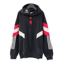 Adidas Originals Manchester United Badge American džemperis vyrams su gobtuvu IS6521, juodas S juoda