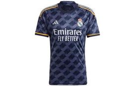 adidas Real Madrid 23/24 išvykos marškinėliai su raidžių rašto spauda S tamsiai mėlyna spalva