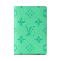 Louis Vuitton Pocket Organizer Monogram Coated Canvas Wallet Women Wallet Mint-Green M27652 Shopping Bag Set(Basic Set+Shopping Bag)