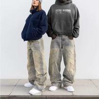 Vyriški Baggy Estetiški Gatvės Stiliaus Džinsai Vyriški Retro Mados Plačių Klešnių Džinsiniai Kelnės Grafiniai Siuvinėti Dizainerio Hip Hop Džinsiniai Kelnės S