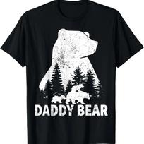 Daddy Bear 2 Cubs Father Day Funny Daddy Bear Twin Dad 2 Kid T-Shirt S juoda