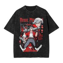 Harajuku Washed Shirts Dante Devil May Cry Outfit Vintage T-Shirts Action Adventure Game Streetwear Short Sleeve S