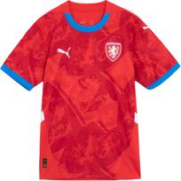 Puma Čekijos rinktinės namų sirgalių versijos išsiuvinėtas logotipas apvalia kaklo iškirpte trumpomis rankovėmis futbolo marškinėliai Vyriški viršutiniai drabužiai Strong-Red 774122-01 L