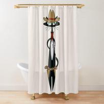 Mid Century Meow Shower Curtain Retro Atomic Cats Shower Curtain Kitty Animal Vintage Bathroom Decor Fabric Curtain with Hooks W90xH180cm