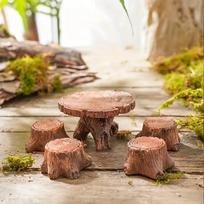 5pcs Miniature Tree Stump Garden Art Add-Ons Resin Decoration Garden Landscape Add-Ons Resin Imaginative Crafts beige
