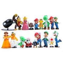 Super Mario 18 figūrėlių rinkinys 3-6 cm Daugiaspalvė kolekcija (Mario, Luigi, princesė Peach, Yoshi, Toad)