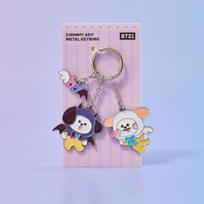 BT21 angelo ir piktadario leidimo metalinis raktų pakabukas CHIMMY