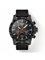 TISSOT Supersport Chrono Krepšinio Edition Vyriškas kvarcinis laikrodis - Juodas ciferblatas, Odinis dirželis, Šviečiantis, 100M atsparus vandeniui, Modelis T125.617.36.081.00 juoda
