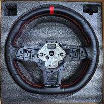 Anglies pluošto odinis sportinis vairas Volkswagen Tiguan Golf 7 7.5 GTI GTE 2013-2019 asmeninis individualizuotas automobilių priedai Leather (No airbag) juoda