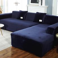 Elastingi sofos užvalkalai Chaise Longue svetainei Aksominis kampinis fotelis Elastinga pagalvėlė Sofa Baldai 1seat 90-140cm-1pc juoda