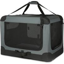 Amazon Basics 4 durų nešiojamas minkštas sulankstomas kelioninis narvas katėms, šunims ir kitiems smulkiems gyvūnams – pilkas, S dydis (66 x 46 x 46 cm)