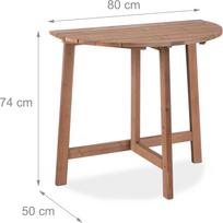 Pusapvalis sulankstomas lauko stalas, 74 x 80 x 50 cm, rudas
