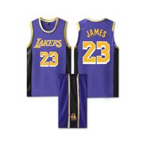 James marškinėlių Nr.. 23 Lakers vaikų krepšinio uniformų komplektas 110 mėlyna