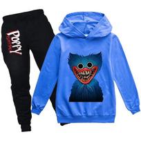 Kids Boys Poppy Playtime Huggy Wuggy Long Sleeve Sweatshirt Tops + Pants Tracksuit Set 120 juoda