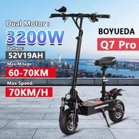 Boyueda Q7Pro elektrinis paspirtukas, 3200 W dvigubas variklis, 52V19AH baterija, dviguba pavara, 10 colių elektrinis paspirtukas, tylios padangos, sulankstomas elektrinis paspirtukas 3200w 52V 19AH juoda