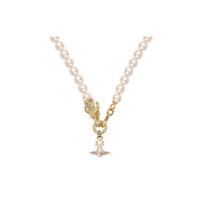 Vivienne Westwood 24 Drakono Metų Riboto Leidimo Saturno Formos Perlinis Vėrinys Moterims Vėrinys Auksinis 6301012O-02R125-CN Box+Shopping Bag