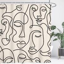 Abstraktaus Veido Minimalistinis Modernus Vonios Dušo Užuolaida Linijinė Grafika Modernus Juokingas Estetinis Mielas Meninis Poliesterio Audinys Atsparus Vandeniui 90x180CM