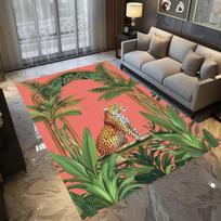 Tropical Animal Leopard Print Area Rugs Anti Slip Rug Washable Carpet for Home Decor Living Room Kitchen Mat Bedroom Floor Mat 40X60cm-16x24in