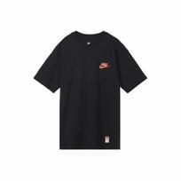Nike vyriški juodi trumparankoviai treniruočių marškinėliai su logotipu ant nugaros L