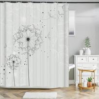 Bathroom Waterproof Shower Curtain Simple Leaf Dandelion Printed Curtain Home Decor Polyester Fabric Shower Curtain with Hook W90xH180cm