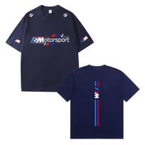 D06-117 MINISO 2026 Vasara BMW Motorsport Vyrai Moterys 100% Medvilnė Marškinėliai Lenktyninio Automobilio Gerbėjui Laisvalaikio Trumpomis Rankovėmis Apvalia Kaklo Viršus S juoda