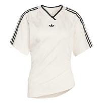 Adidas Originals Klostuotas Futbolo Marškinėliai V formos iškirpte Slim Fit Trumpomis Rankovėmis Moteriški Viršutiniai Drabužiai KC9122 M white