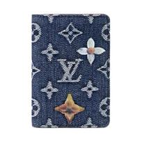 Louis Vuitton Pocket Organizer Denim Brand Letter Hot Stamping Denim Card Holder Regular Men Card Holder Blue M27560 Gift Set(Basic Set+Box+Shopping Bag)