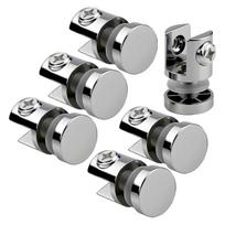 Reguliuojami stiklo plokščių spaustuvai, 6 vnt. Pakuotė. Tvirti metaliniai lentynų laikikliai. Lengva naudoti 5–10 mm akrilo laminato montavimui 1