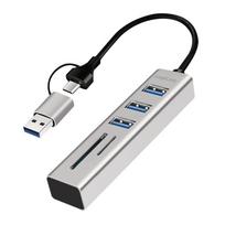 Logilink USB 3.0 hub with USB-A, SD/mic and microSD slot, 2-in-1