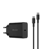 Devia Rocket travel charger | 45W | PD | USB-C | with USB-C to USB-C cable included | black