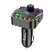 Hoco QC3.0 PD 30W Car Charger with FM Transmitter, Black, E81