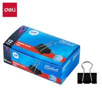 Metaliniai spaustukai DELI 19mm, 12vnt./pak., juodos spalvos