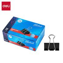 Metaliniai spaustukai DELI 41mm, 12vnt./pak., juodos spalvos