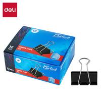 Metaliniai spaustukai DELI 51mm, 12vnt./pak., juodos spalvos