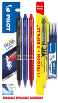 Gelinis rašiklis Pilot Frixion Clicker 0,7 mm, ištrinamas, 3 vnt./pakuotėje + geltonas teksto žymeklis + šerdelės blisteryje