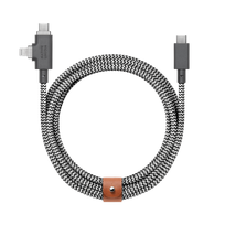 Native Union Belt Cable Duo Pro (USB-C - USB-C, Lightning) 2,4 m, 240 W, zebra