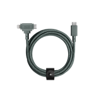 Native Union Belt Cable Duo (USB-C - USB-C, Lightning) 1,5 m, šiferio žalia