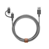 Native Union Universalus Belt Cable (USB-A - USB-C, Micro USB, Lightning) 2 m, zebrinis