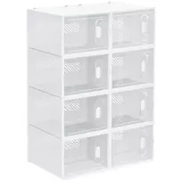 Rinkinys iš 8 modulinių batų dėžių Homcom 28x36x21cm., baltos spalvos 